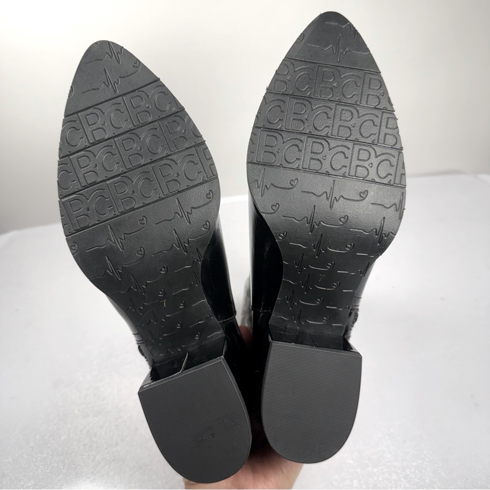 NEW BC Women's Lucky Day Ankle Boot Chunky Heel Bootie in Patent Black Size 7 - Picture 4 of 10
